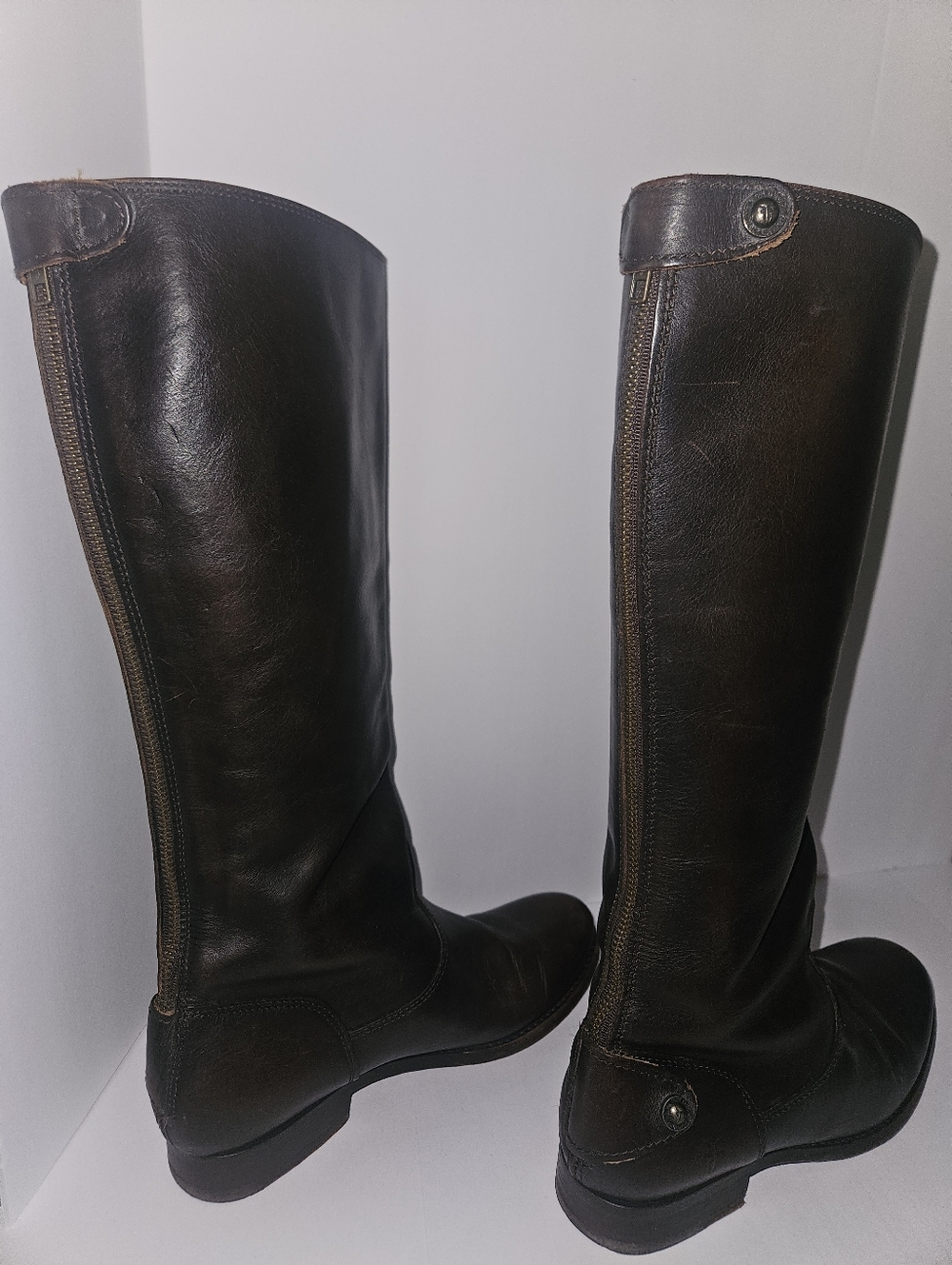 Frye Dark Brown Leather Knee-High Riding Boots - Picture 4 of 10